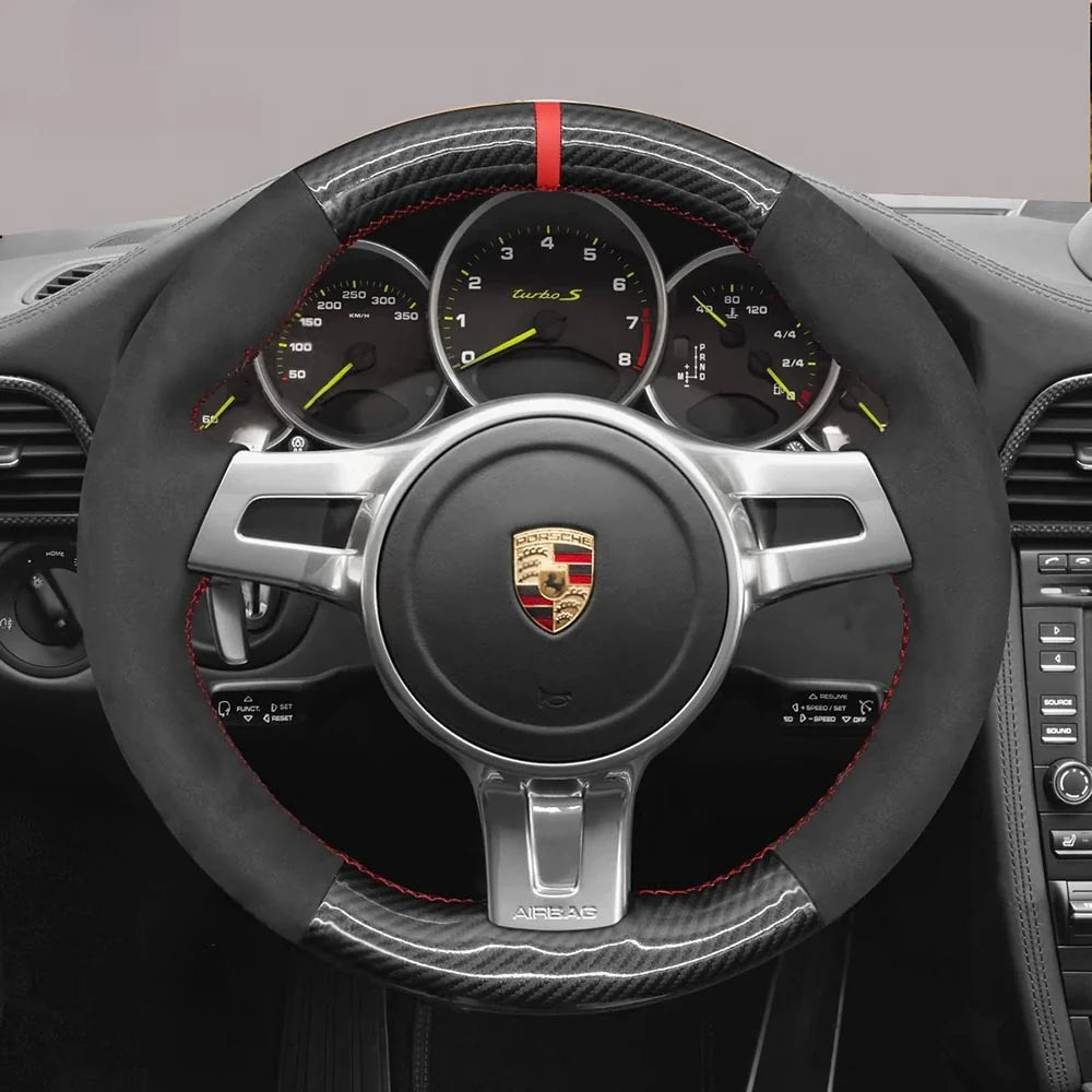 Steering Wheel Cover for Porsche 911 991 Boxster Cayman 981 Cayenne Panamera (2009-2016)