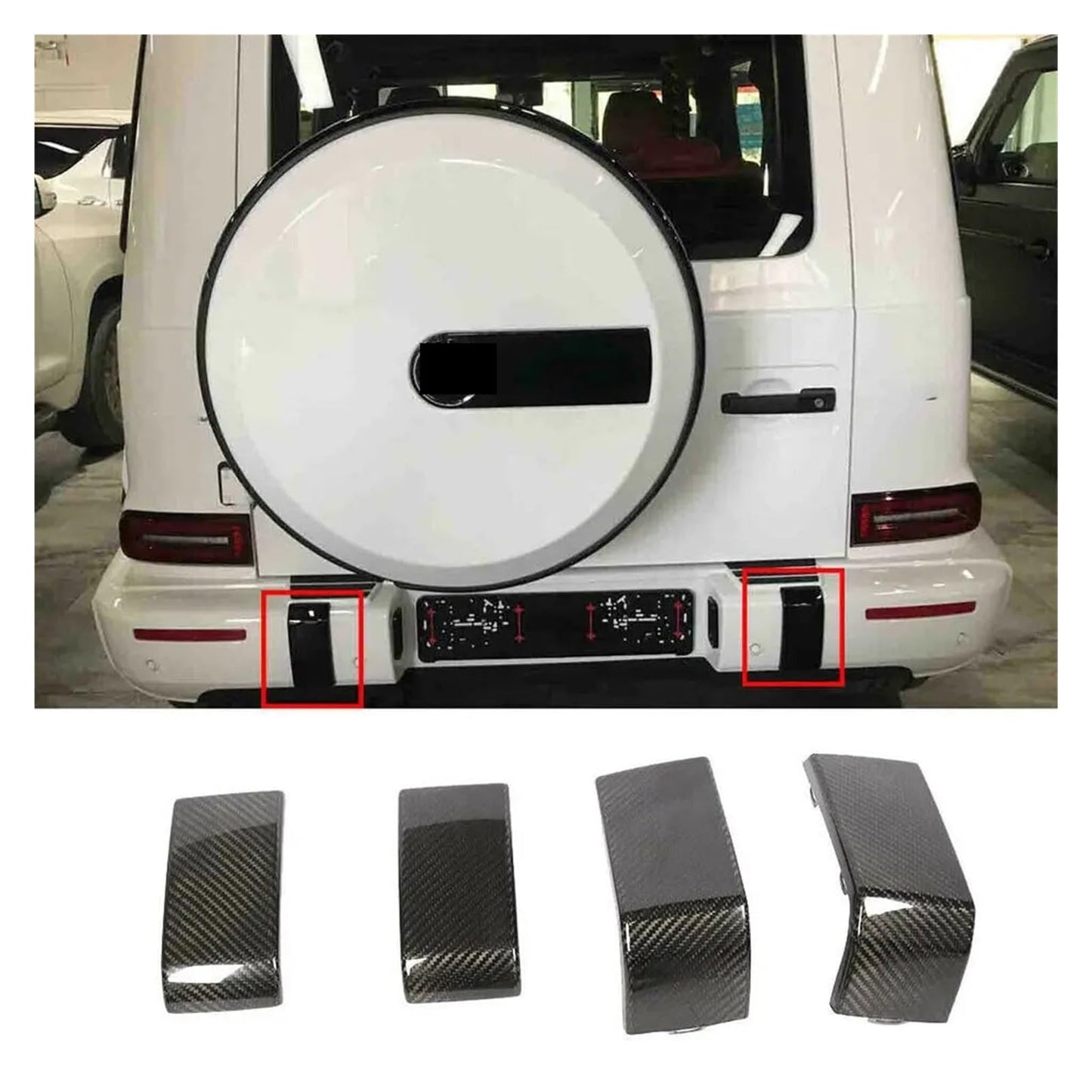 Carbon Fiber Front & Rear Bumper Add-Ons Exterior Trims For 2018-2019 Mercedes G-CLASS W464 AMG G63