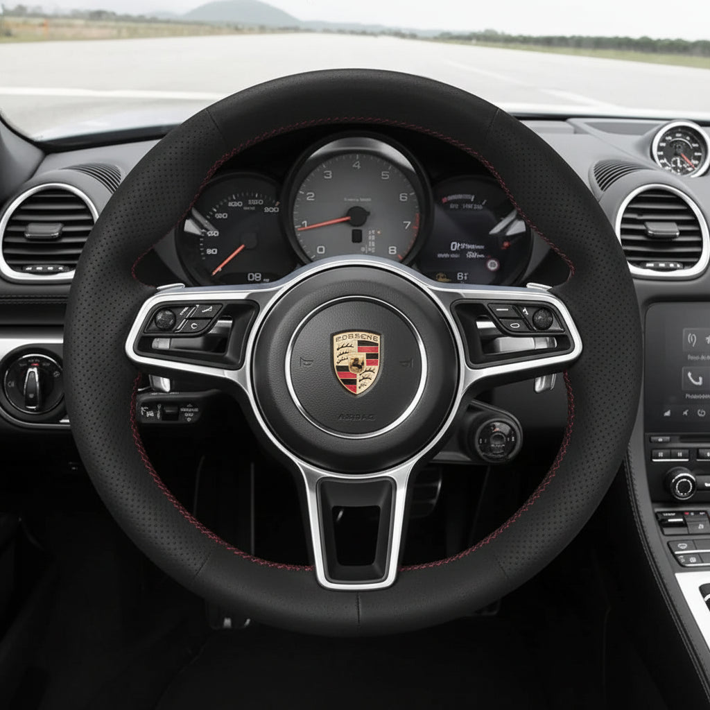 Steering Wheel Cover for Porsche 911 718 Boxster Cayman 911 918 Spyder Cayenne Macan Panamera 2015-2022