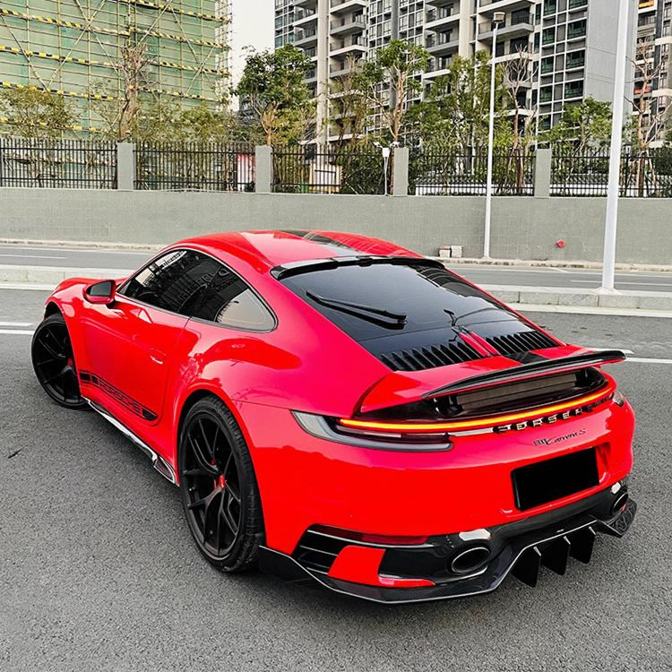 Carbon Fiber Rear Diffuser For Porsche 991 992 TECHART Style