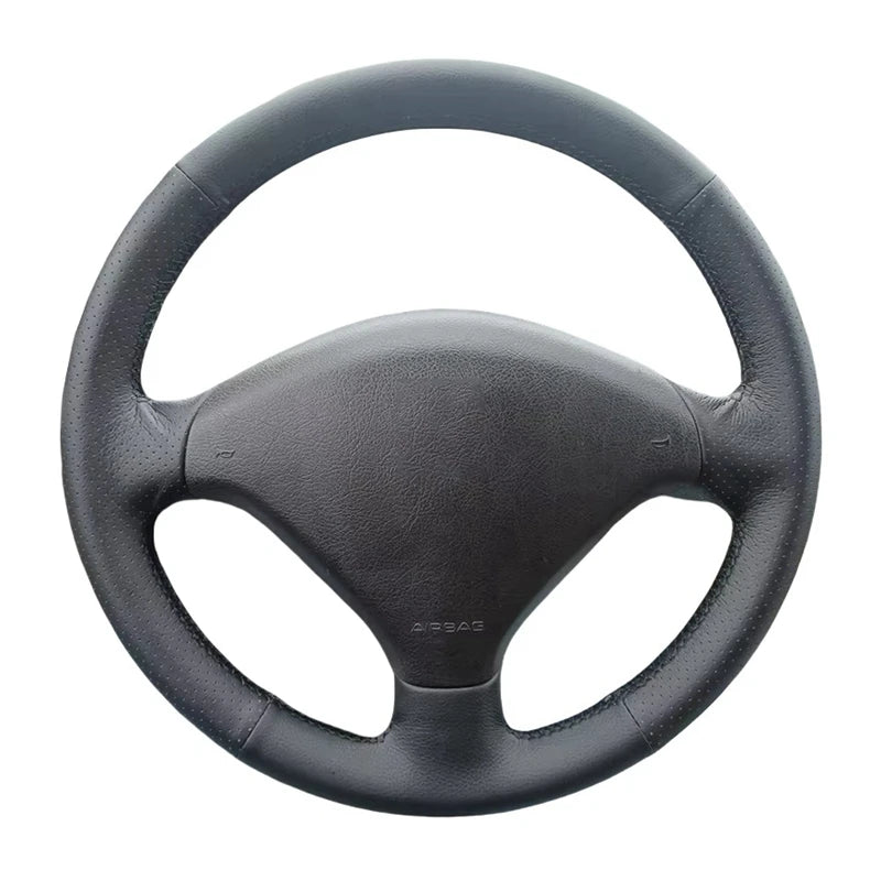 Black Perforated Steering Wheel Cover For Peugeot
