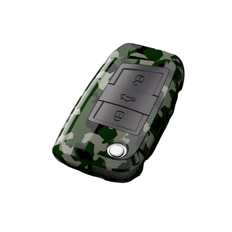 Camouflage-patterned key cover For VW Volkswagen Golf 7 MK7 Tiguan MK2 For SEAT Ateca Leon FR 2 Ibiza For Skoda Octavia