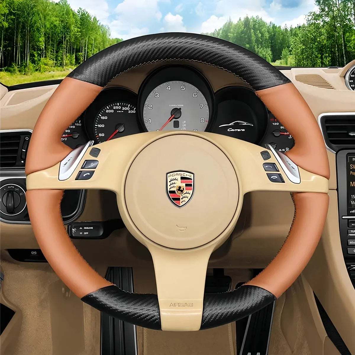 Steering Wheel Cover for Porsche 911 991 Boxster Cayman 981 Cayenne Panamera (2009-2016)