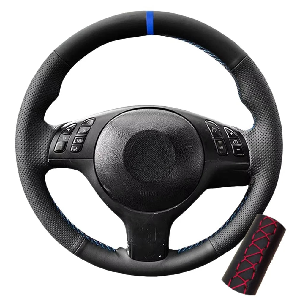 Leather Steering Wheel Cover For BMW M Sport 3 5 Series E46 E39 M3 M5 (1)
