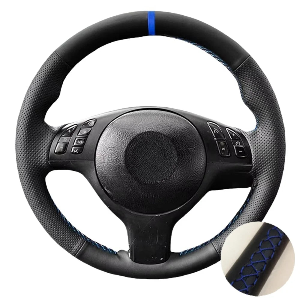 Leather Steering Wheel Cover For BMW M Sport 3 5 Series E46 E39 M3 M5 (2)