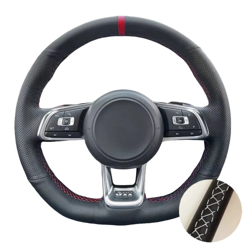 Leather Steering Wheel Cover For VW Golf MK7, 7.5, Scirocco (1)