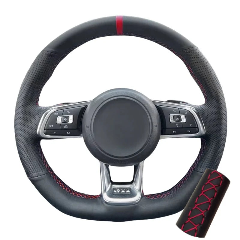 Leather Steering Wheel Cover For VW Golf MK7, 7.5, Scirocco (2)