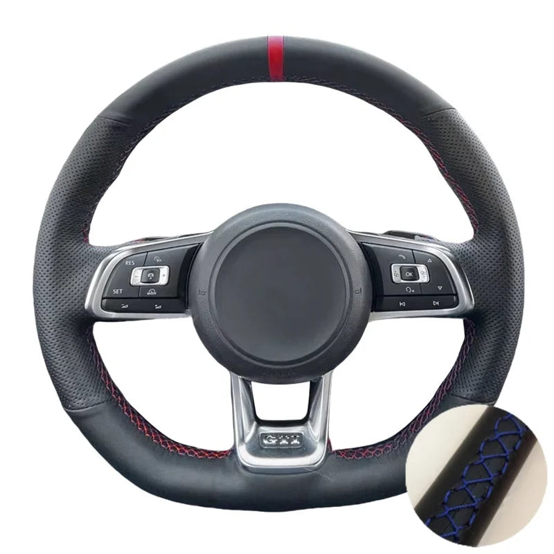Leather Steering Wheel Cover For VW Golf MK7, 7.5, Scirocco (3)