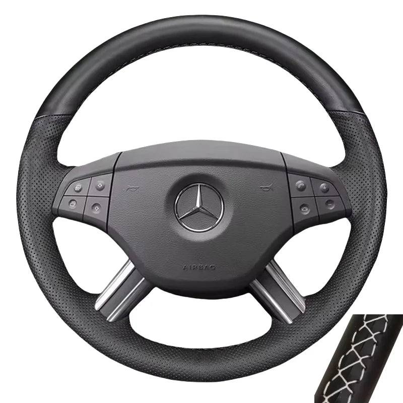Leather Steering Wheel Cover Leather For Mercedes Benz W164 M-Class ML350 ML500 X164 GL-Class GL4 (5)