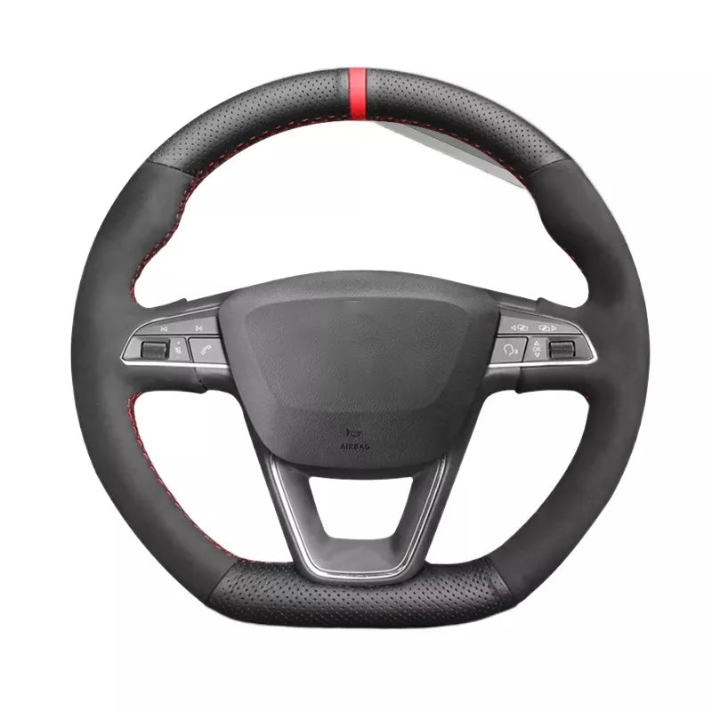 Carbon Fiber Steering Wheel Cover For Seat Leon 5F Mk3 2013-2019 Ibiza 6J Tarraco Arona Leon ST Cupra Ateca