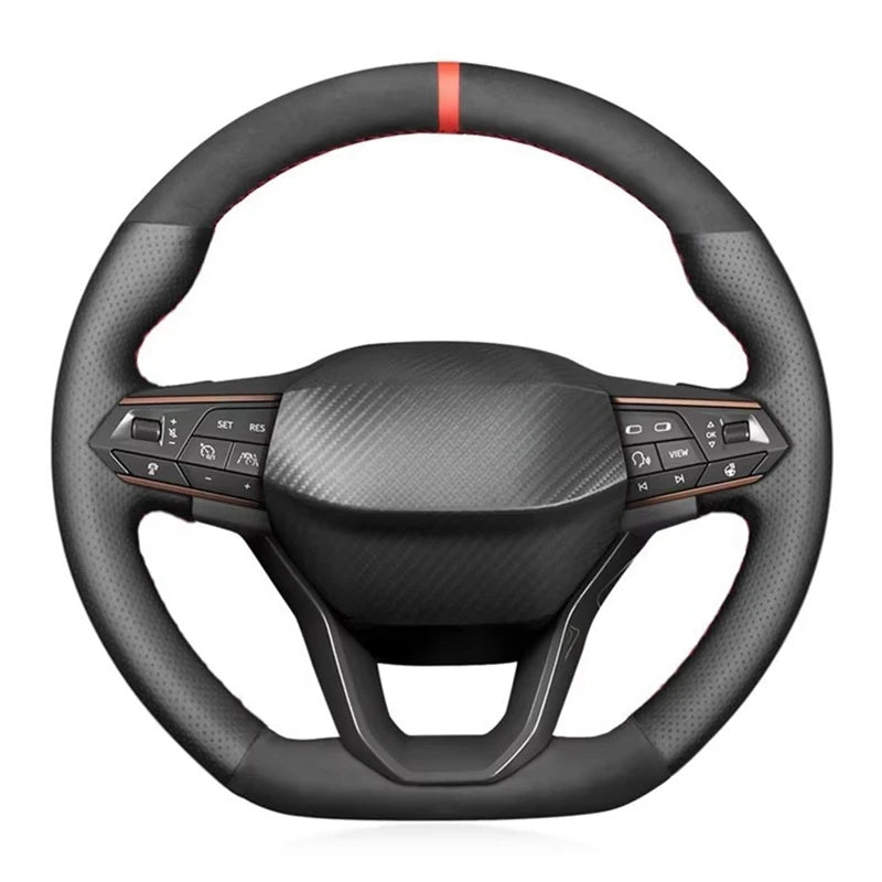 Suede & Leather Steering Wheel Cover For Seat Leon Ateca Tarraco 2020-2021 Seat Cupra Leon