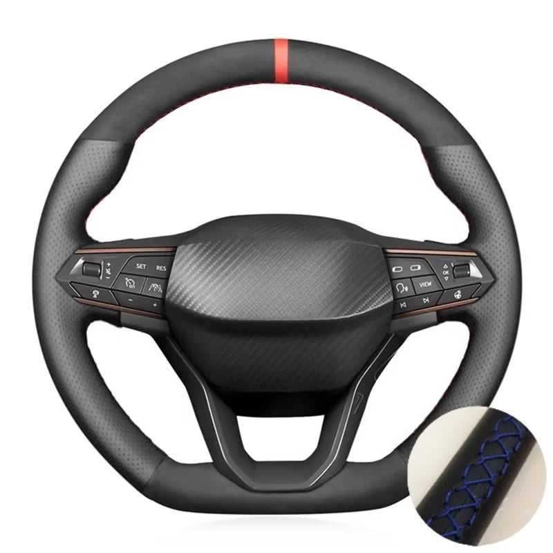 Suede & Leather Steering Wheel Cover For Seat Leon Ateca Tarraco 2020-2021 Seat Cupra Leon (2)