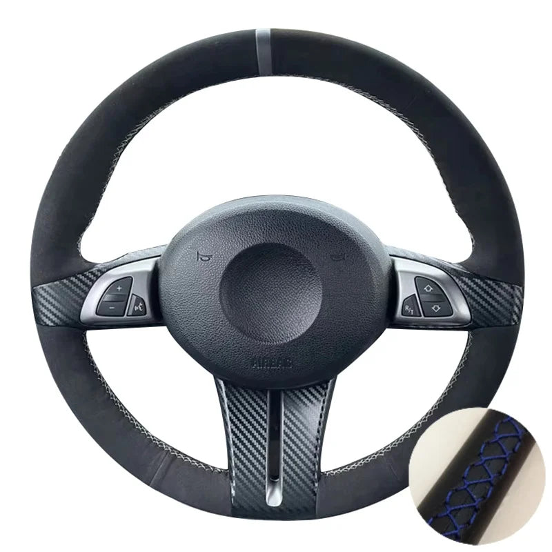 Suede Steering Wheel Cover For BMW: Z4 E85 (Roadster) 2003-2008, E86 (Coupe) 2005-2008 (1)