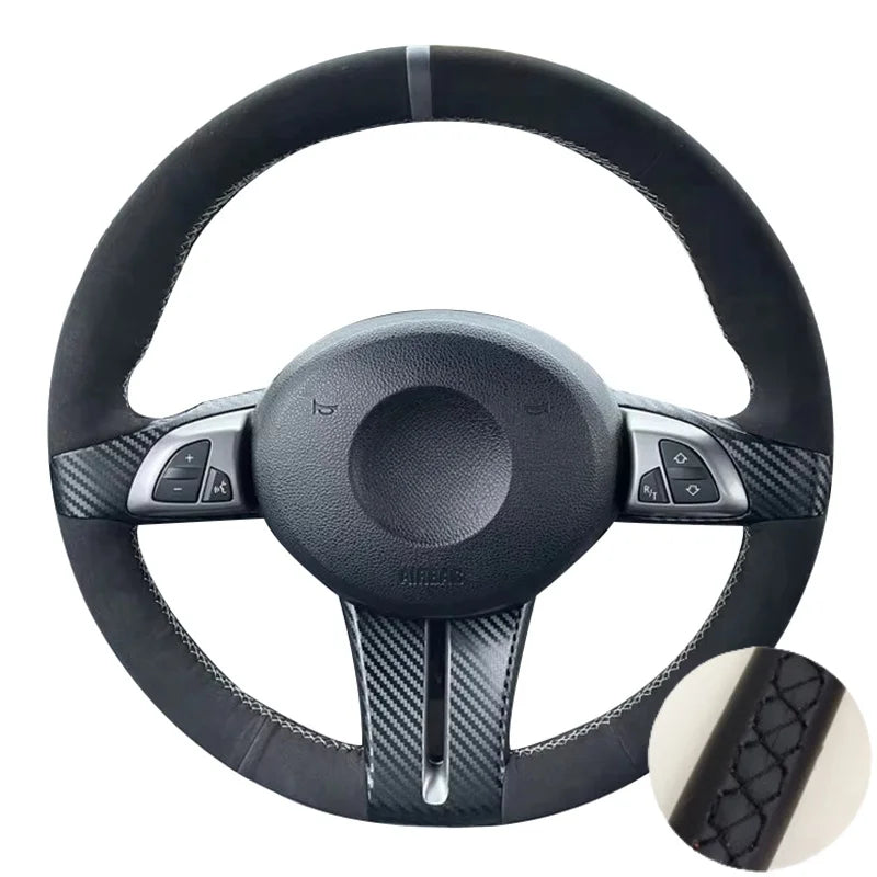 Suede Steering Wheel Cover For BMW: Z4 E85 (Roadster) 2003-2008, E86 (Coupe) 2005-2008 (2)
