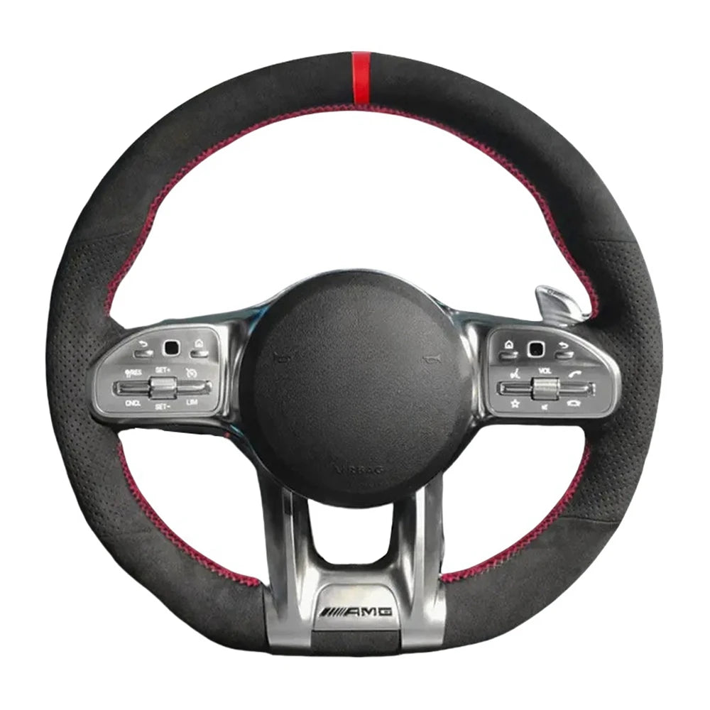 Suede Steering Wheel Cover For Mercedes Benz A45 E63 AMG GT C190 R190 W177 W205 W213 X253 GLE 53 W167 S 65 W222