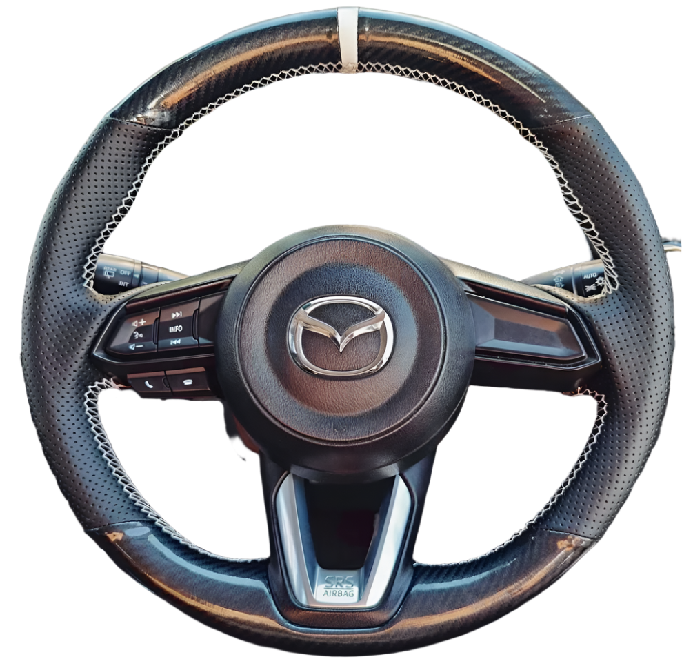 Carbon Fiber Steering Wheel Cover For Mazda 2/3/5/CX-3/CX-5/Axela