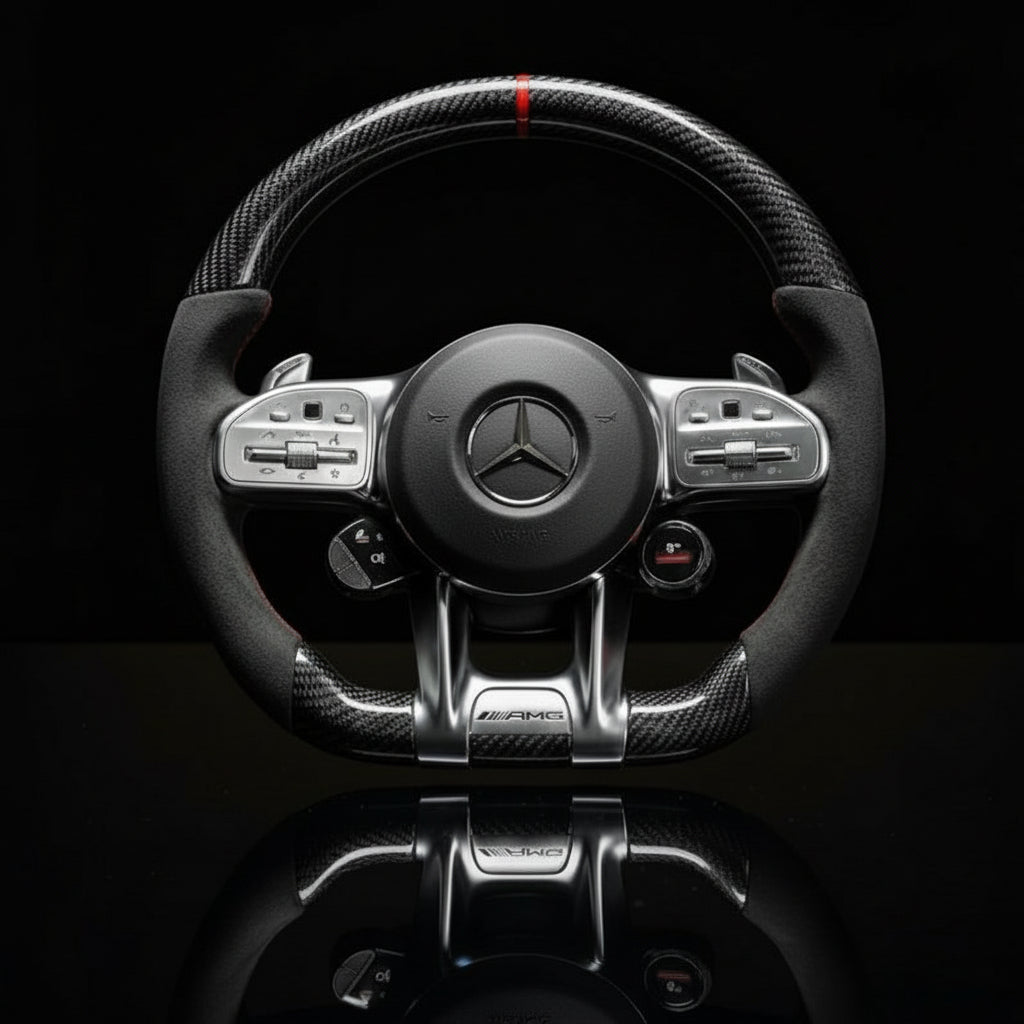 Custom Steering Wheel For Mercedes-Benz AMG A35/C63/E63/AMG GT-4door/G63/W177/W205/W213/W167/W222/C190/H247/X253 3