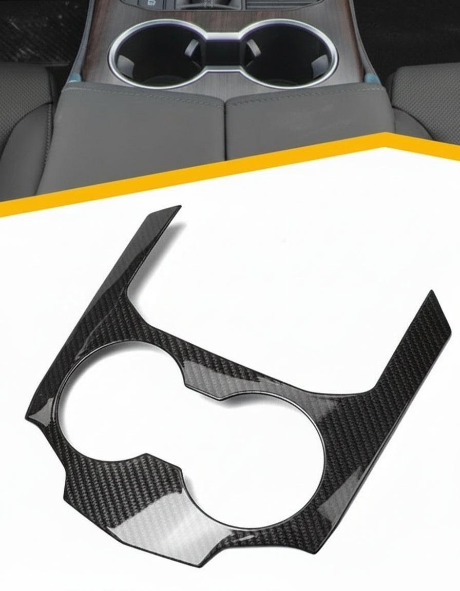 Carbon Fiber Central Cup Panel Cover Trim For Toyota Land Cruiser 300 LC300 2022-2024