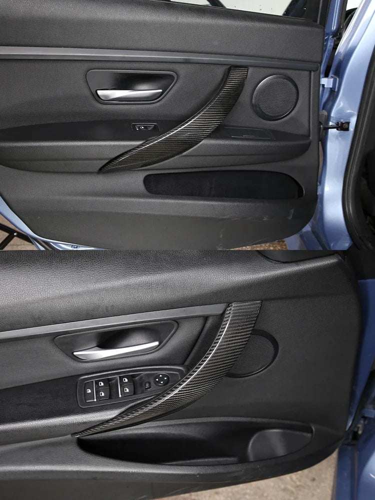 Carbon Fiber Inner Door Bowl Cover for BMW 3 & 4 Series (2013-2019).