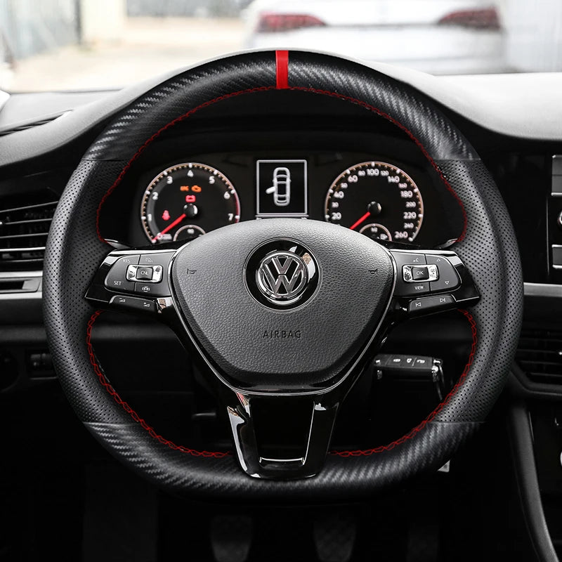 Steering Wheel Cover for Volkswagen Golf 7 Sportsvan Polo 5 Jetta Up! Passat T-Roc Touran Caddy Crafter 2013-2021