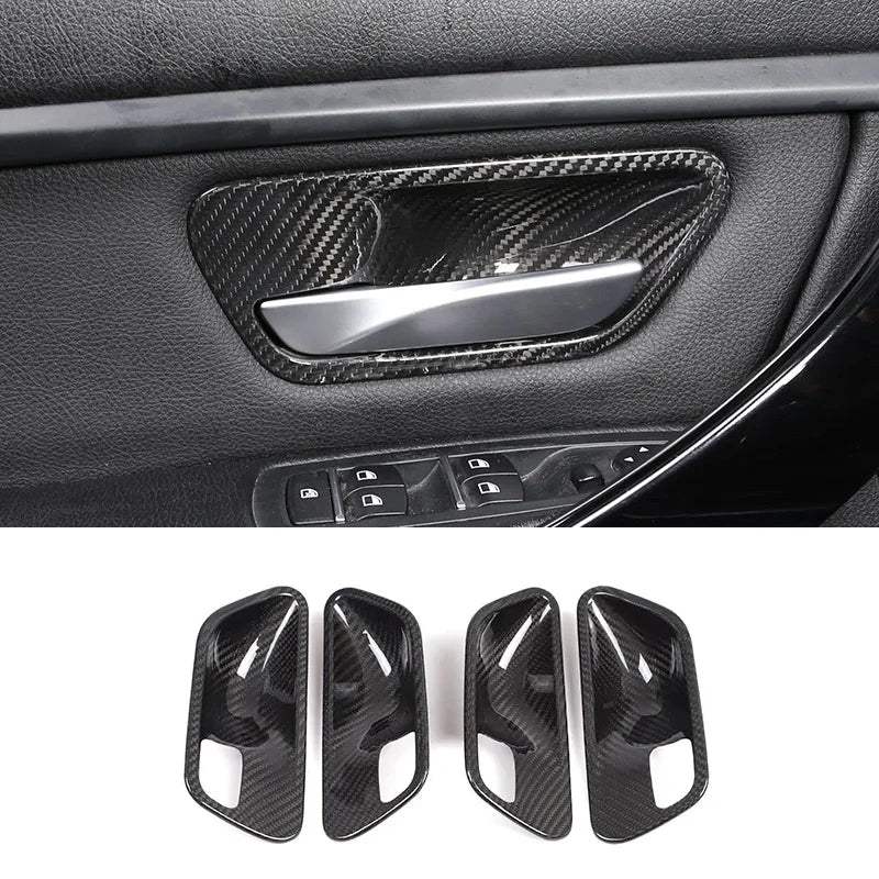 Carbon Fiber Inner Door Bowl Cover for BMW 3 & 4 Series (2013-2019).