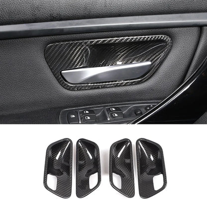 Carbon Fiber Inner Door Bowl Cover for BMW 3 & 4 Series (2013-2019).