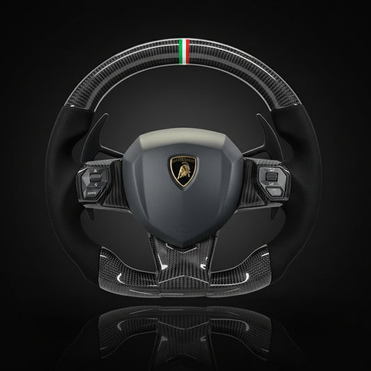 Carbon Steering wheel of a lamborghini Aventador 