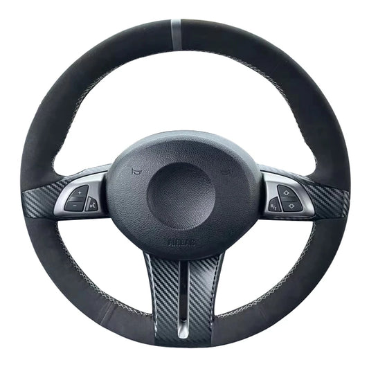 Suede Steering Wheel Cover For BMW: Z4 E85 (Roadster) 2003-2008, E86 (Coupe) 2005-2008