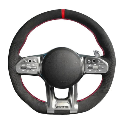 Suede Steering Wheel Cover For Mercedes Benz A45 E63 AMG GT C190 R190 W177 W205 W213 X253 GLE 53 W167 S 65 W222