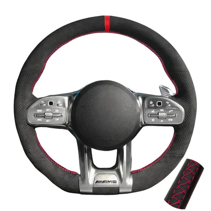 Suede Steering Wheel Cover For Mercedes Benz A45 E63 AMG GT C190 R190 W177 W205 W213 X253 GLE 53 W167 S 65 W222 (1)