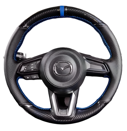 Carbon Fiber Steering Wheel Cover For Mazda 2/3/5/CX-3/CX-5/Axela